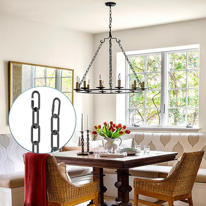 garini 6 Feet Industrial Black Light Fixture Chain, Adjustable Metal Pendant Chandelier Chain Extension with Detachable Link, 3 Pack