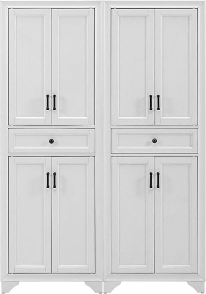 Crosley Furniture Tara 2-Piece Pantry Storage Cabinet Set with Shelves, Kitchen, Dining, or Laundry Room, Distressed White
