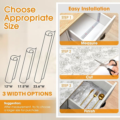Coavas Shelf and Drawer Liner, Non Slip Extra Grip Non Adhesive Waterproof Thickened Cabinet Mat, Easy Cut for Kitchen Pantry Bathroom Dresser Cupboard (White, 12IN X 30 FT)