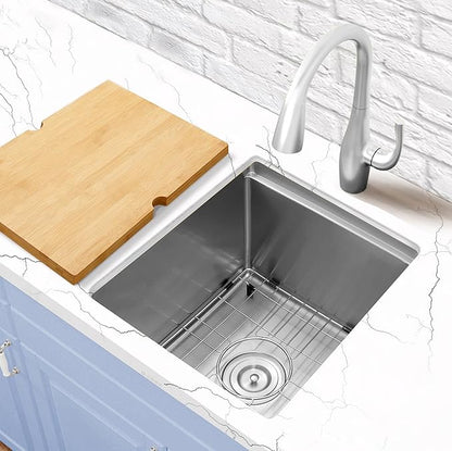 15 Inch Sink Undermount, 16 Gauge 304 Stainless Steel Workstaion Kitchen Sinks with Ledge & Accessories, 15" x 17" x10" Deep Bowl For Outdoor, RV,Prep Sink, and Wet Bar