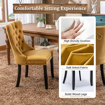 Goujxcy 7-Piece Extendable Dining Table Set for 6-8 People 63-78 Inch Kitchen Table Set with 6 Velvet Upholstered Chairs Farmhouse Rectangular Dining Room Table Set for Kitchen Dining Room Apartment