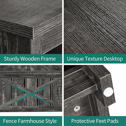 YITAHOME Coffee Tables Farmhouse Coffee Table with Storage Rustic Wood Cocktail Table,Square Coffee Table for Living Meeting Room with Half Open Storage Compartment,Dark Rustic Oak