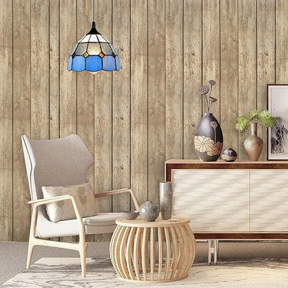 Tiffany Style Plug in Pendant Light Mini Chandelier with 16.4 Ft Hanging Cord and in Line On/Off Dimmer Switch, Vintage Swag Ceiling Lamp for Dining Room, Bedroom or Porch (7.9" in Width)
