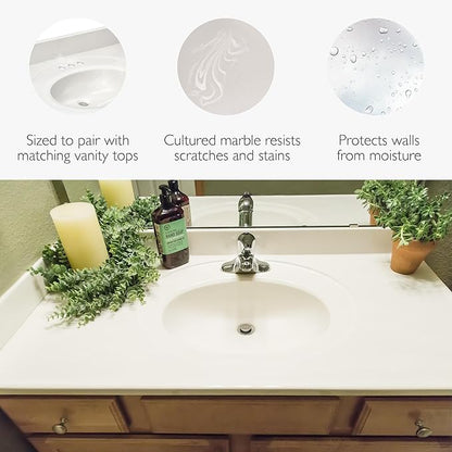 Design House 21.5-Inch Cultured Marble Bathroom Side Splash, Ivory Swirl Vanity Wall Protector, Waterproof & Easy to Install, 550913