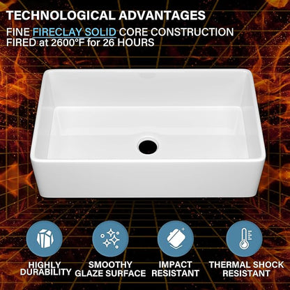 Extra Large White Farmhouse Sink 36 x 20 Inch, Firecaly Apron Front Undermount Farm Kitchen Sink Deep Single Bowl for Kitchen, w Accessories 2 Types, Fits MIN. Cabinet Size: 24"Dx39"W