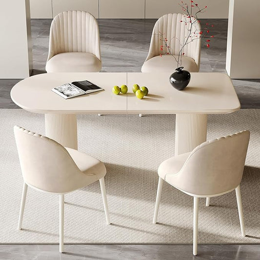 Dining Table Set for 4, Modern Kitchen Table with 4 Chairs, Dining Room Table Set for Kitchen,Dining Room,Home & Office (70.86" White Table with 4 Chairs)