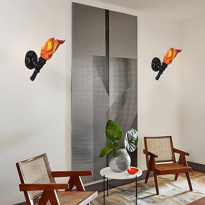 MIXL- Creative Outdoor Torch Wall Light Fixtures, Retro Torch Wall Decorative Light for Corridor,House Doorway,Garage Doorway&Patio Doorway(Torch)
