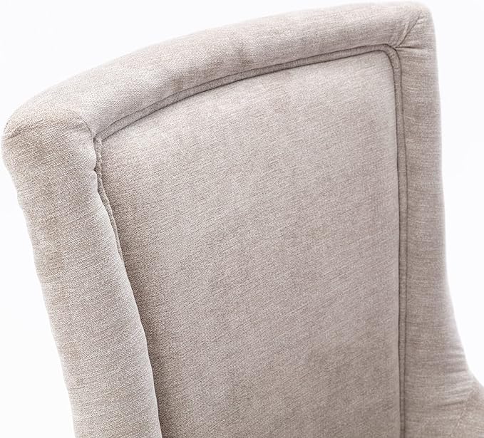 2 Pieces Dining Chair, Bar Chairs, Kitchen Island Chairs, Thickened Fabric Chairs with Neutral Toned Solid Wood Legs, Bronze Nail Head Accent, Sturdy Structure, for Living Room Dining Room, Beige