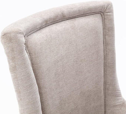 2 Pieces Dining Chair, Bar Chairs, Kitchen Island Chairs, Thickened Fabric Chairs with Neutral Toned Solid Wood Legs, Bronze Nail Head Accent, Sturdy Structure, for Living Room Dining Room, Beige