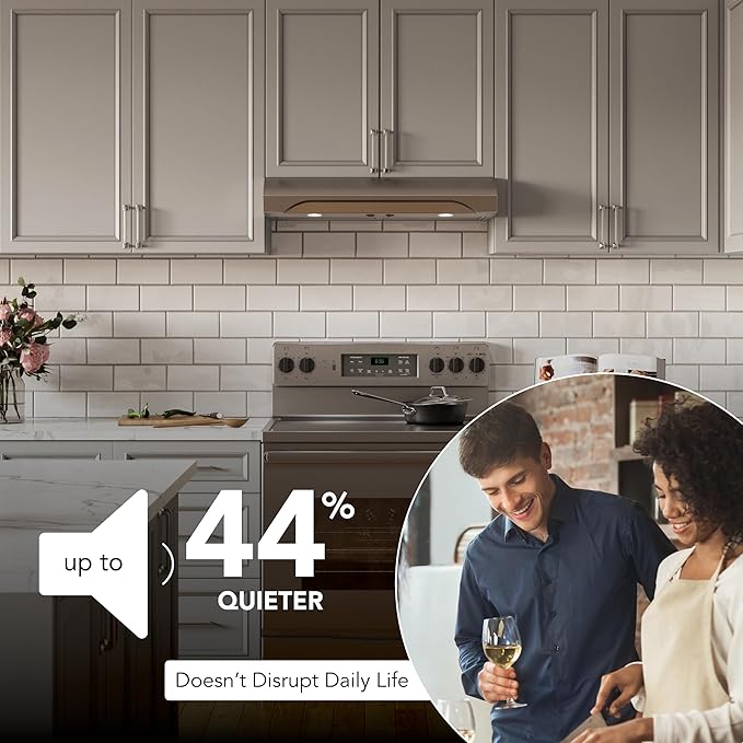 Broan-NuTone 30 Inch Alta Under Cabinet Range Hood, ENERGY STAR, 350 Max Blower CFM - Electric Rangehood and Exhaust for Kitchen Stove Cooking and Ventilation, Stainless Steel