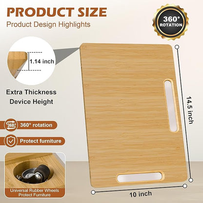 oy&Grace Appliance Slider for Kitchen Appliances 360° Rolling Sliding Tray for Coffee Maker Countertop, Bamboo Coffee Pot Slider Rolling Tray with Universal Rollers (Natural, Medium 14.5" x 10")