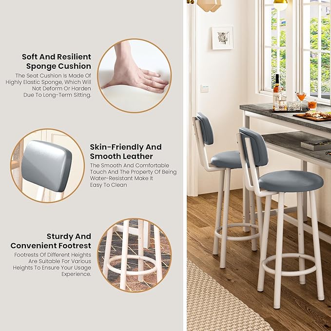 DKLGG Bar Table and Chairs Set for 2, 3-Piece Counter Height Dining Table with Stools, Hightop Kitchen Island Table with Storage Shelves for Kitchen, Bar, Pub, Bistro