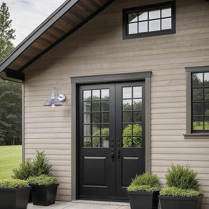 Canarm Rustica 1-Light Outdoor Barn Light, 10-Inch Galvanized Wall Mounted Gooseneck Outdoor Lighting, Wet-Rated for Porch, Garage and Entryway
