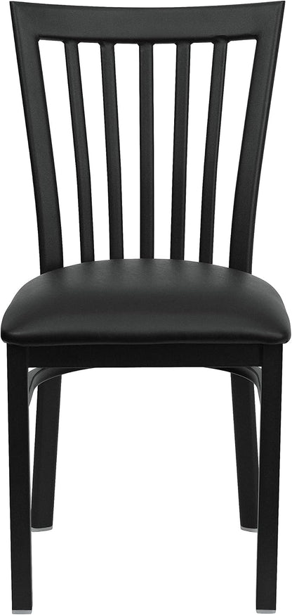 Flash Furniture 4 Pack HERCULES Series Black School House Back Metal Restaurant Chair - Black Vinyl Seat