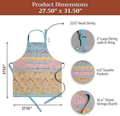 Maison d' Hermine 100% Cotton Apron for women with Pocket Kitchen Chef Apron for Men Cooking Mothers Day Gifts