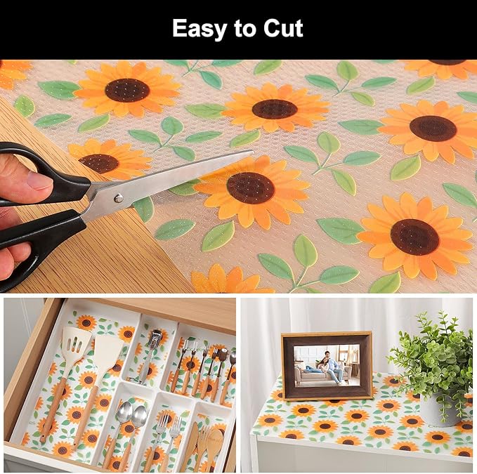 Cooyes Shelf Liner – Premium Non-Adhesive Cabinet & Drawer Liner for Kitchen – Waterproof Shelf Paper with Modern Pattern – Durable EVA Cabinet Mat – Easy to Cut （24" W x 120" L）