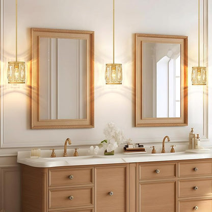 2 Pack Gold Pendant Lights Kitchen Island, Crystal Pendant Light, Adjustable Hanging Light Fixture for Dining Room, Living Room, Kitchen