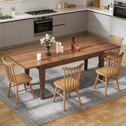 71" to 106" Expandable Dining Table, Modern Large Table for 6-10 People, Space-Saving Extendable Kitchen & Office Table, Brown