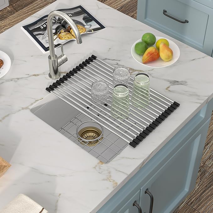17"x17" Undermount Bar Prep Sink – White Granite Composite Quartz Classic Under Counter Single Bowl Sink Basin for Wet Bar, RV, Small Kitchen