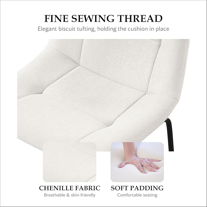 Furniture of America Veradis Modern Bentwood Dining Chairs Set of 2, Chenille Fabric Stool with Back and Metal Frame, Comfortable Upholstered Seating for Kitchen, Living Room, White, 30 inch