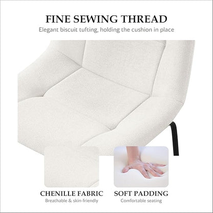 Furniture of America Veradis Modern Bentwood Dining Chairs Set of 2, Chenille Fabric Stool with Back and Metal Frame, Comfortable Upholstered Seating for Kitchen, Living Room, White, 30 inch