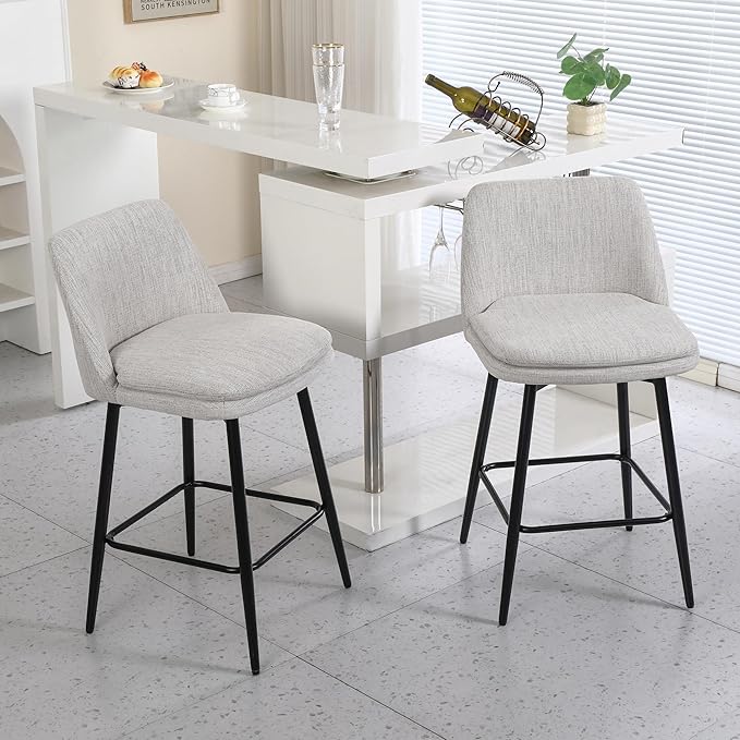 Modern Dining Chairs,Set of 2,Sturdy and Stylish,Simple Natural Design,Swivel Bar Stools with Back,Versatile Use in Kitchen Island Pub,Applicable to Front Porch,Garden,Patio,Reception Room,OffWhite-L
