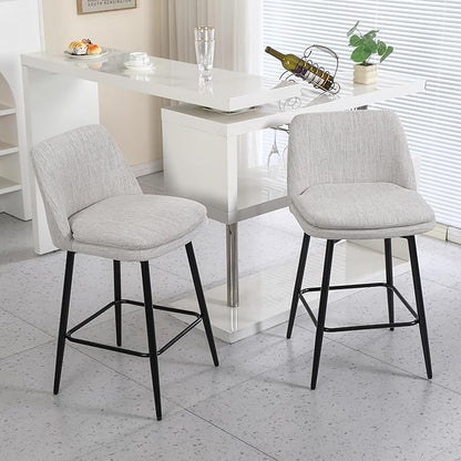 Modern Dining Chairs,Set of 2,Sturdy and Stylish,Simple Natural Design,Swivel Bar Stools with Back,Versatile Use in Kitchen Island Pub,Applicable to Front Porch,Garden,Patio,Reception Room,OffWhite-L
