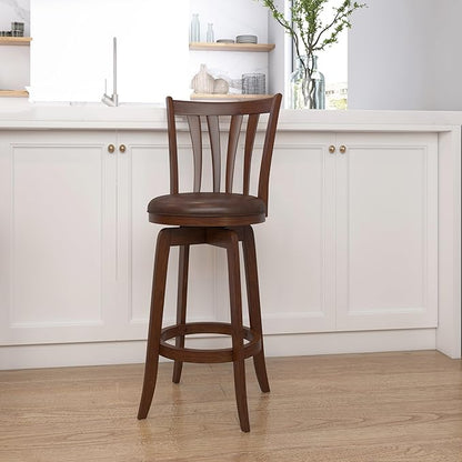 Hillsdale 29.5" Savana Wood Swival Bar Height Stool, Cherry