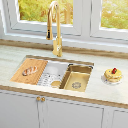 White Undermount Kitchen Sink 32 X 18 inch,Granite Composite Kitchen Sink Undermount/Drop In,Large Single Bowl Workstation Kitchen Sinks (White, 32" X 18")