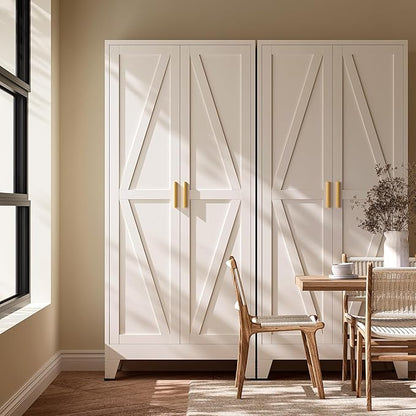 61" H White Storage Cabinet,Metal Pantry Cabinets with Doors,Tall Cabinet,Kitchen Pantry Storage Cabinets