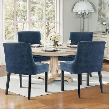 Dining Chairs Set of 6 – Extra Wide & Padded Fabric Dining Chairs with Solid Wood Legs, High-Density Foam Cushion, Mid-Back Modern Kitchen Chairs for Comfortable Everyday Use