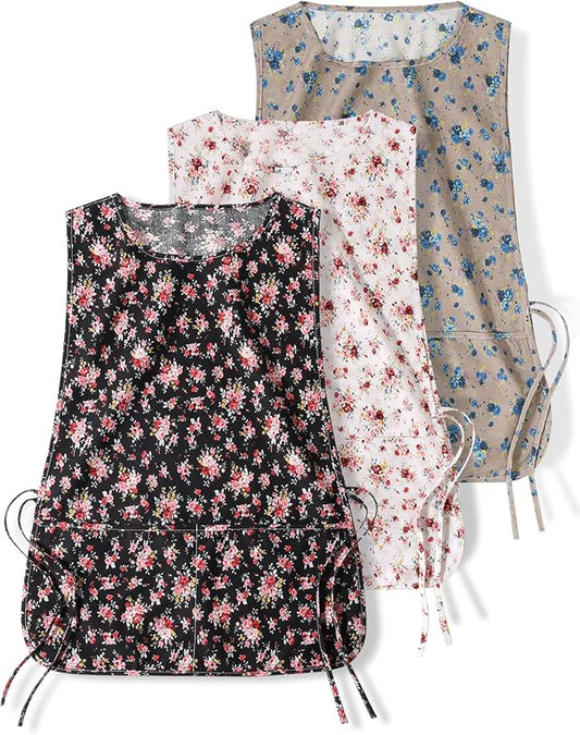 3 pack Women Cobbler Apron Vintage Floral Aprons for Women Chef Bakers Apron for Baking, Cooking, Gardening
