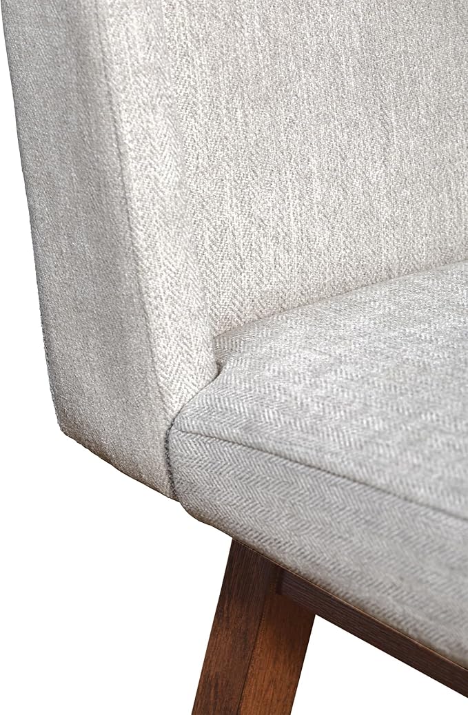 Armen Living Stancoste Modern Farmhouse 26" Seat Height Swivel Bar Stool for Kitchen Island Counter in Brown Oak Wood with Beige Fabric