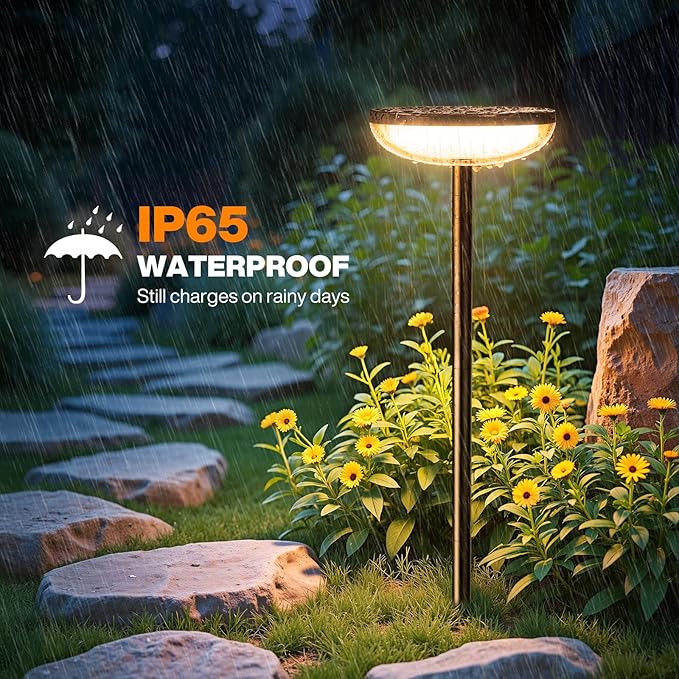 ELECLINK Tall Solar Pathway Lights Outdoor, 2 Pack Solar Garden Lights Outdoor Waterproof Bright Up to 15Hrs, Round Garden Light for Yard Flower Bed Patio Path Walkway Driveway Outside Decor