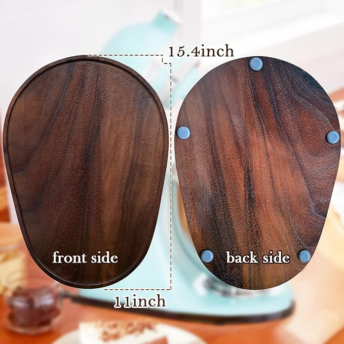 Walnut Wood Mixer Slider Mat for KitchenAid 5-8 qt Stand Mixer Scratch-Resistant Sliding Tray
