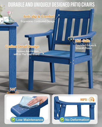 YEFU Outdoor Patio Dining Sets: All Weather 12 Piece Dining Table Set for 10 with Umbrella Hole & Aluminum Frame - Outdoor Furniture Patio 2 Table and 10 Chairs for Outside Backyard/Porch/Deck Blue