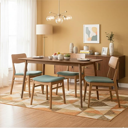 Alaterre Furniture Calais Dining – Mid Century Modern 59-Inch Rectangular Dining Table for 4 – Solid Wood Kitchen and Dining Room Table with Minimalist Design (Warm Pecan Finish)