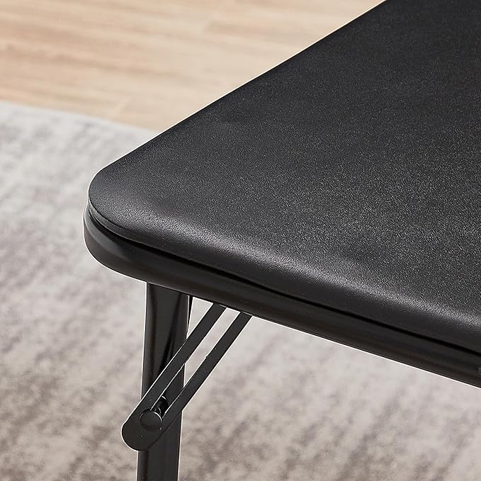 VECELO Folding Table Desk 47’’ with Collapsible Legs & Vinyl Upholstery, No Assembly Needed, Metal, Black