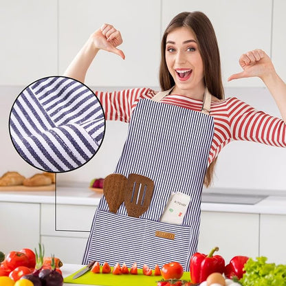 BeLuyi 2 Pack Adjustable Bib Apron with 2 Pockets Chef Cooking Kitchen Restaurant Aprons for Women Men