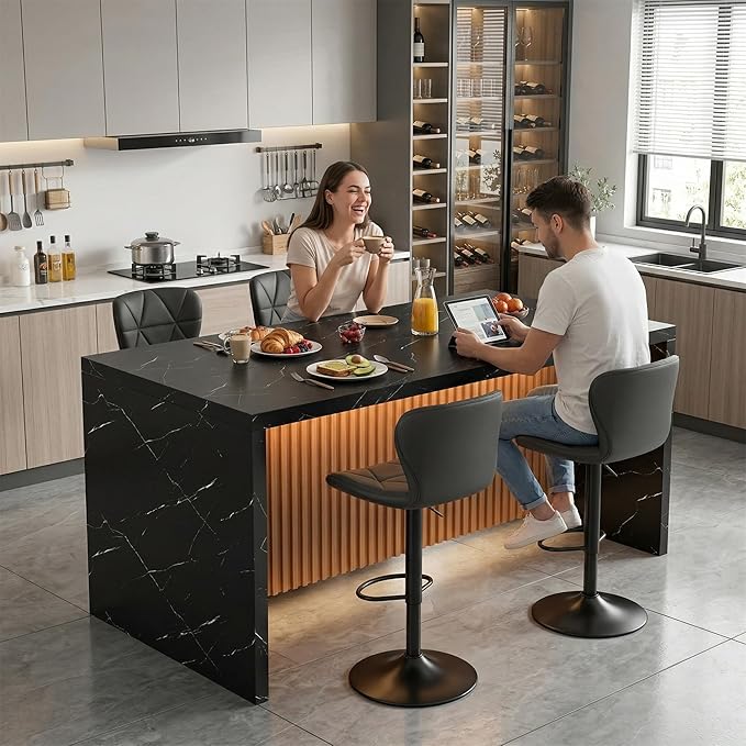67" Kitchen Island Table, Faux Marble Top Counter Height Dining Table, 31.5" W×67" L×35.4" H, Spacious Tabletop for Meal Prep & Gatherings, Seats Up to 4, for Kitchen & Dining Room