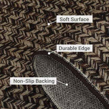 Printed Washable Rugs 10x13 Area Rug for Living Room Modern Bedroom Rug Print Braided Soft Large Area Rug Non Slip Throw Rugs Stain Resistant Carpet for Nursery Dining Room 10'x13' Black/Brown