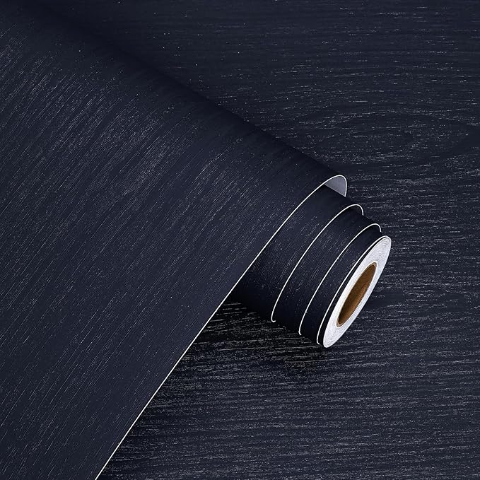 WESTICK Dark Blue Wood Wallpaper Peel and Stick Countertops Waterproof Navy Wood Grain Contact Paper for Kitchen Self Adhesive Removable Blue Wooden Vinyl Wallpaper for Cabinets Drawer Table 12"x78"