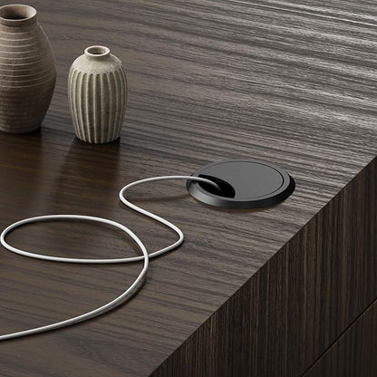 Mobili Fiver, Evolution Dining Table with Two Legs and Wirelss Charger 47.2 x 23.6 in, Dark Walnut, Made in Italy