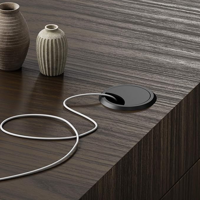 Mobili Fiver, Evolution Dining Table with Two Legs and Wirelss Charger 70.9 x 23.6 in, Dark Walnut, Made in Italy