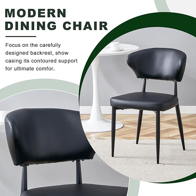 Round Glass Dining Table Set for 4 People, 31 Inch Diameter with X-Shaped Black Metal Base and Ergonomic PU Chairs, Easy to Clean Tempered Glass Top for Kitchen and Dining Room