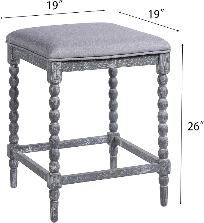 Harper & Bright Designs 26''Counter Stools,Set of 2 with Upholstered Seat, Solid Acacia Wood Frame, Foam-Padded Seat, Open Airy Design for Kitchen Island and Bar, Gray