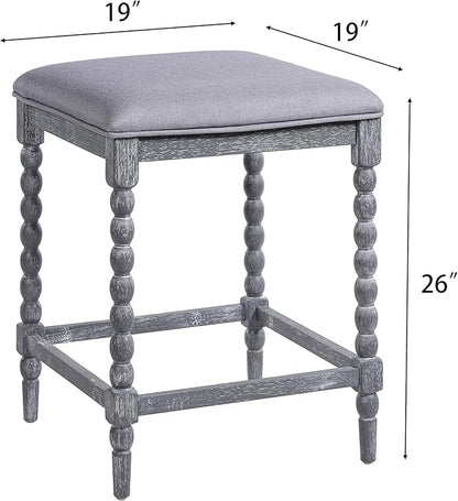 Harper & Bright Designs 26''Counter Stools,Set of 4 with Upholstered Seat, Solid Acacia Wood Frame, Foam-Padded Seat, Open Airy Design for Kitchen Island and Bar, Gray