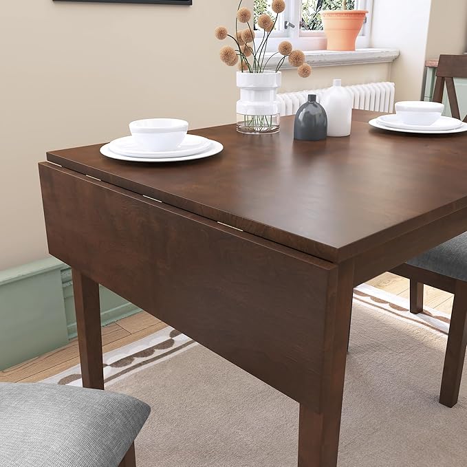 Ball & Cast 29~45" Extendable Dining Room Table, Farmhouse Space-Saving Wooden Folding Tables, Kitchen Island Foldable Breakfast Dinner-Table with Drop Leaf & Wood Legs for Small Place, Brown