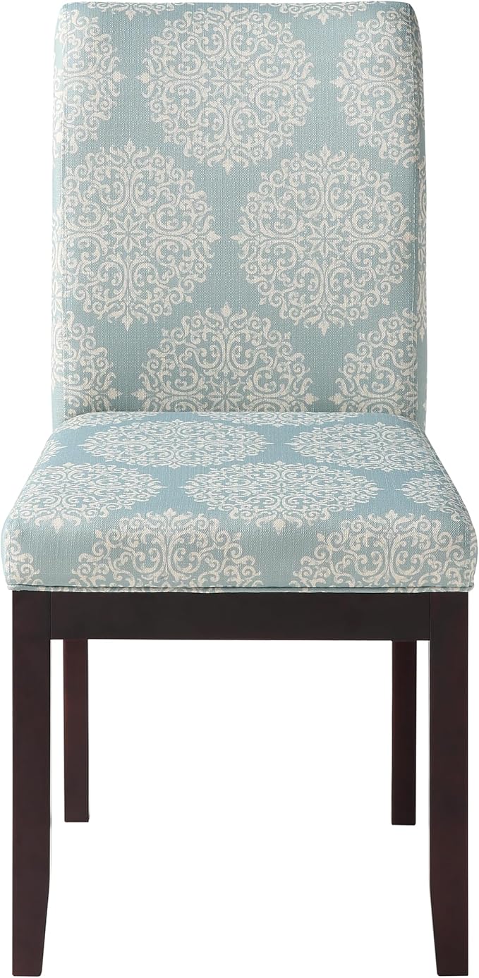 OSP Home Furnishings Dakota Upholstered Parsons Dining Chair with Espresso Finish Wood Legs, Gabrielle Sky