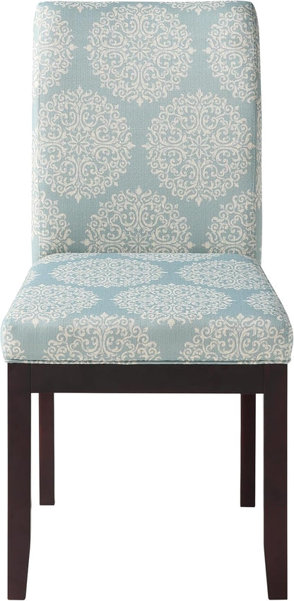 OSP Home Furnishings Dakota Upholstered Parsons Dining Chair with Espresso Finish Wood Legs, Gabrielle Sky